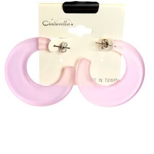 Pink Hoop Earrings 1.7" Retro Bold Pastel Y2K Festival Pierced 80's Statement